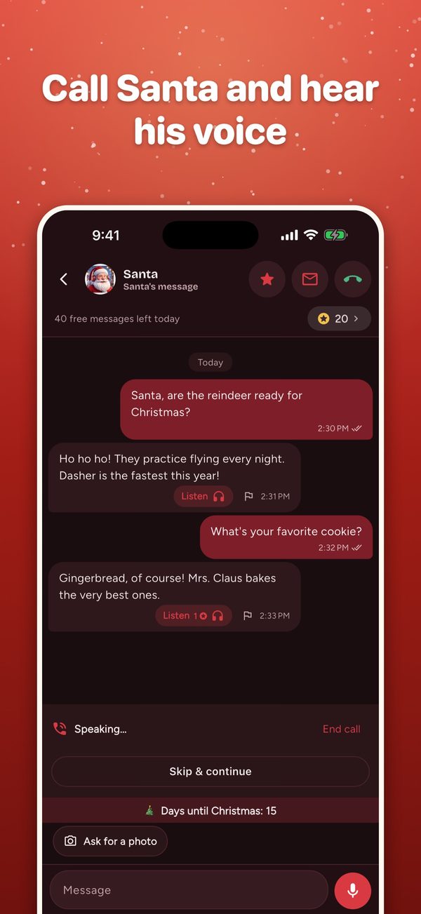 A simulated voice call with Santa